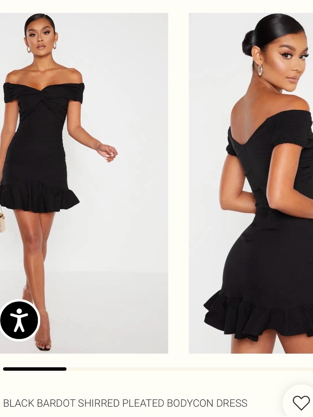 PrettyLittleThing Black Off-Shoulder Twist Mini Dress